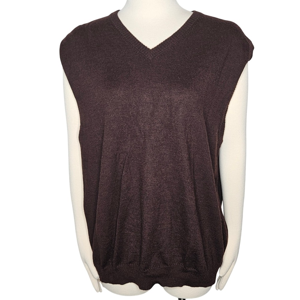 Pronto Uomo Sleeveless Sweater Vest Chocolate Brown XXL‎ 2TG Merino Wool